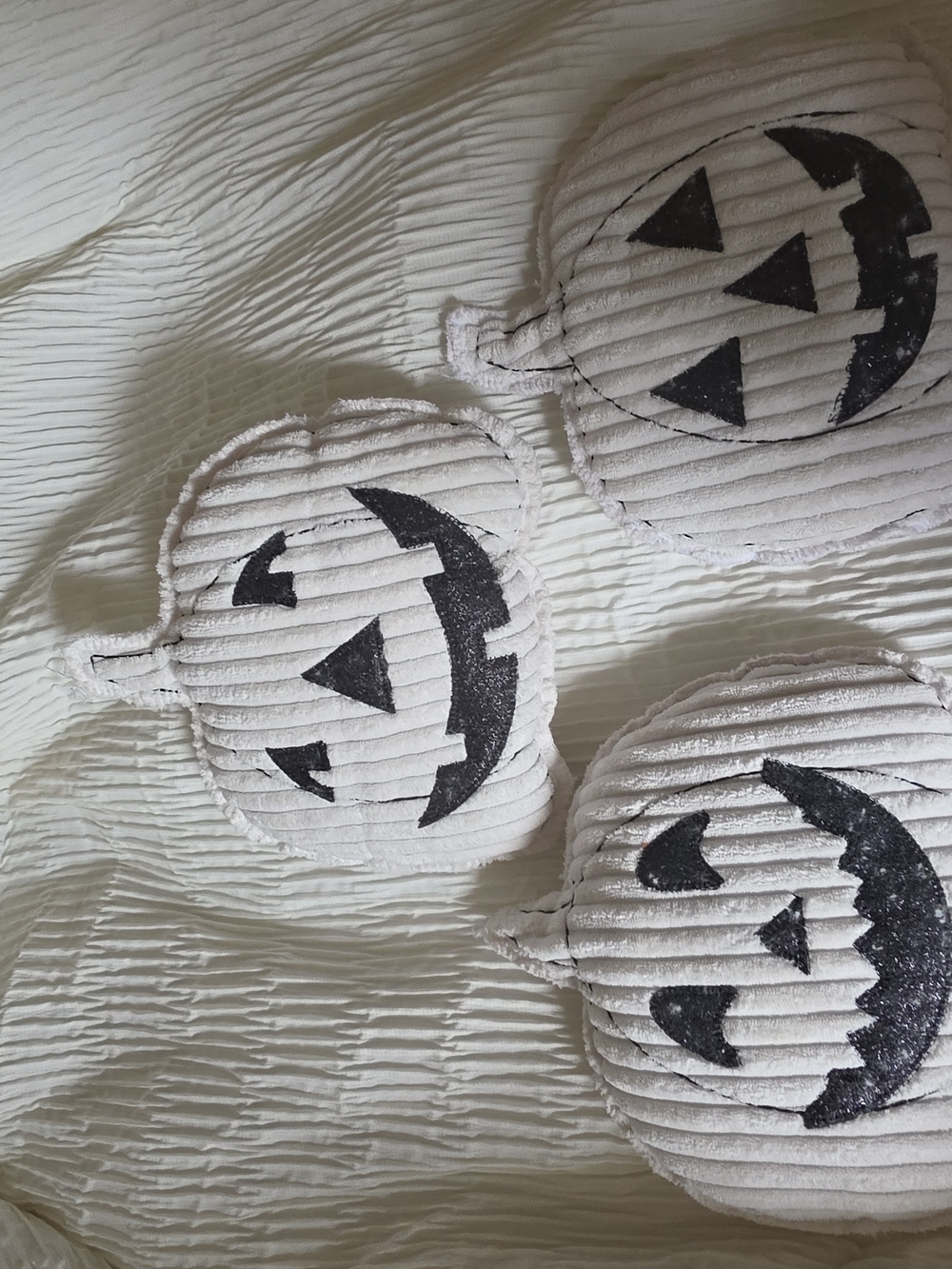 White Pumpkin Jack-O'-Lantern Throw Pillow Set - Seasonal Accent